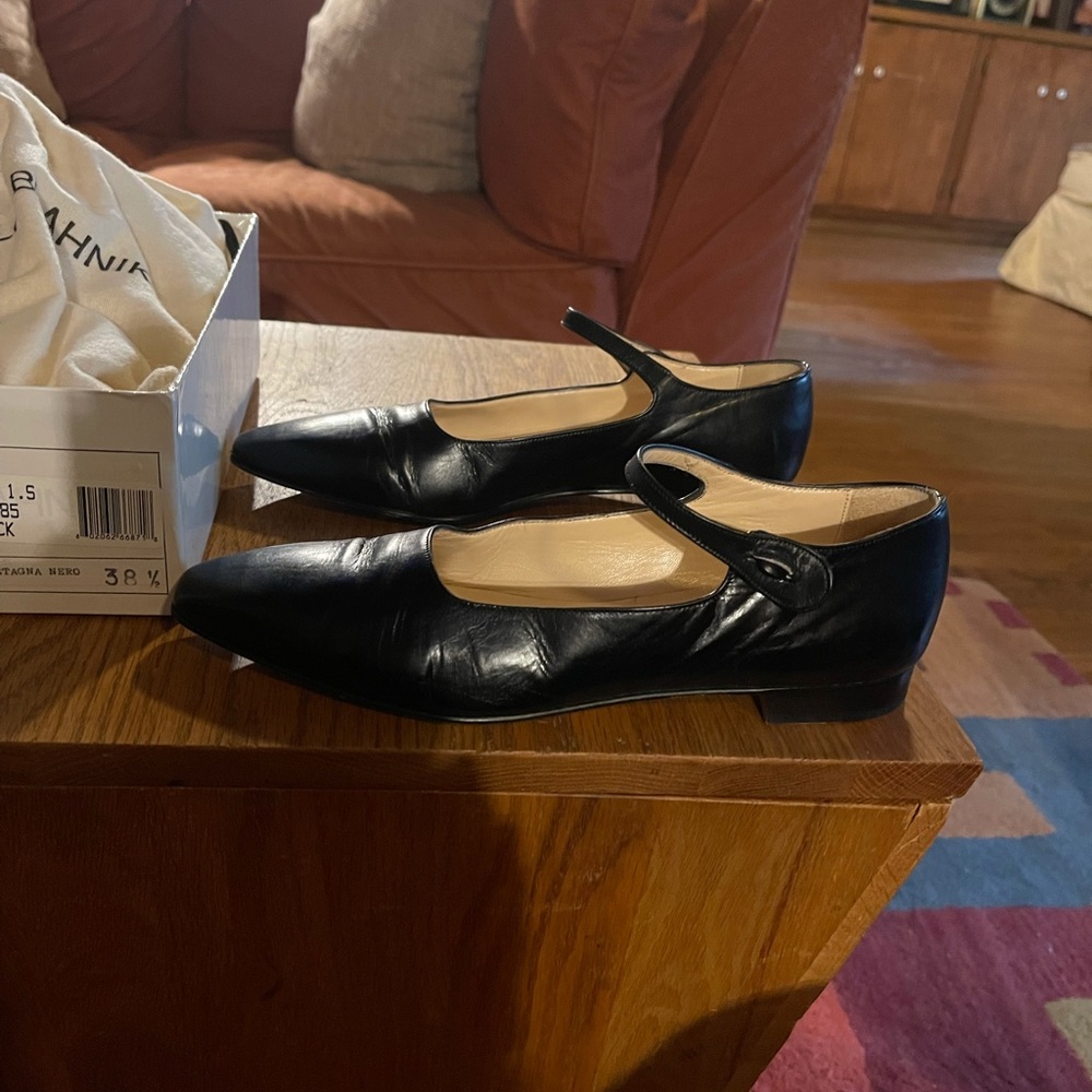 Manolo Blahnik black Mary Jane flats